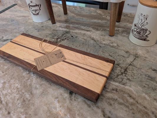 Bread Serving & Cutting Board – Birdseye Maple with Walnut Accent (#339)