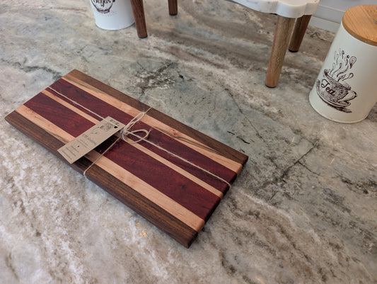 Bread Serving & Cutting Board – Ambrosia Maple, Padauk & Walnut (#341)