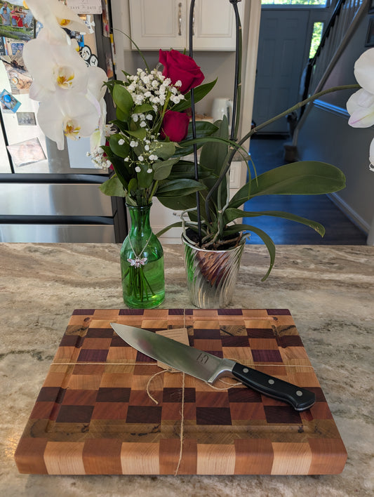 Color End Grain Cutting Board with Juice groove (#143)