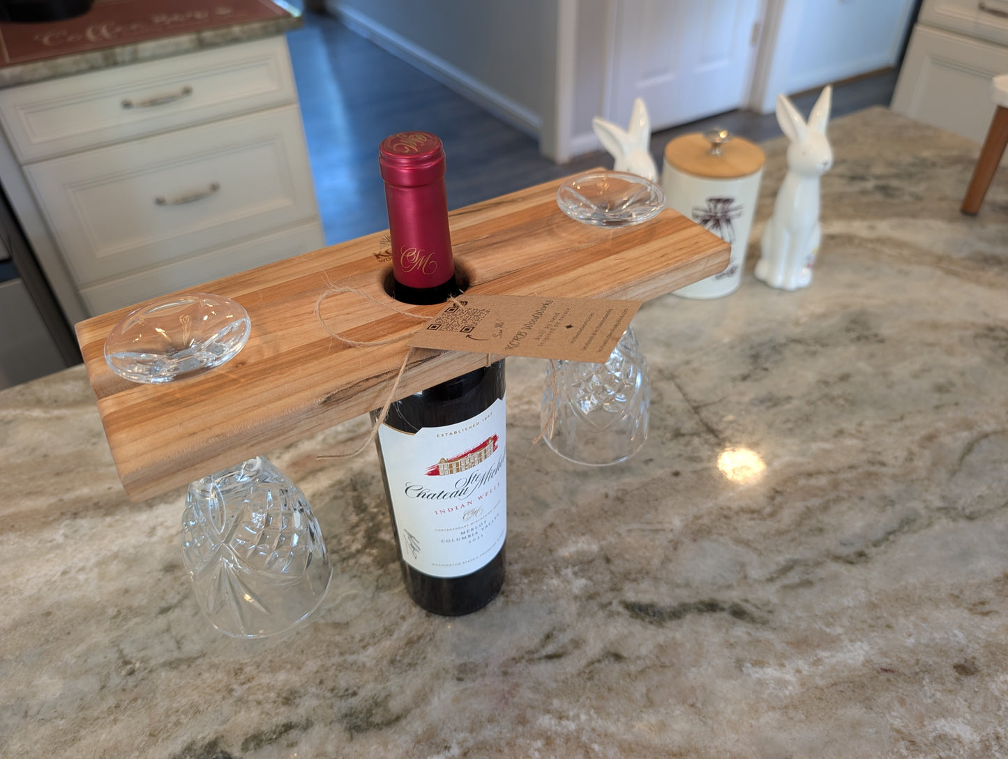 Wine Bottle & Glass Caddy – Ambrosia Maple & Cherry