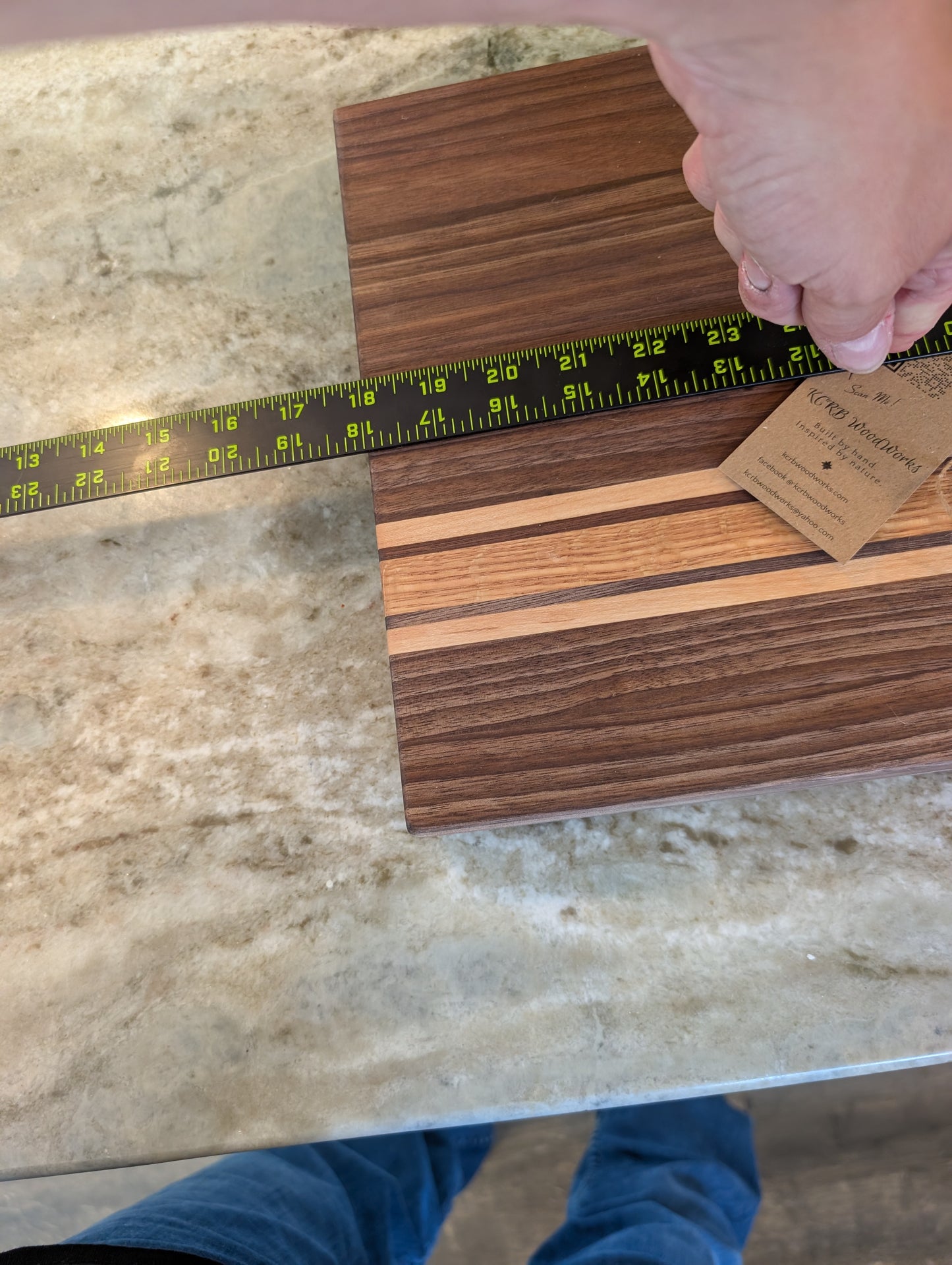 Walnut with Cherry and White Oak Accent Stripes Cutting Board (#146)