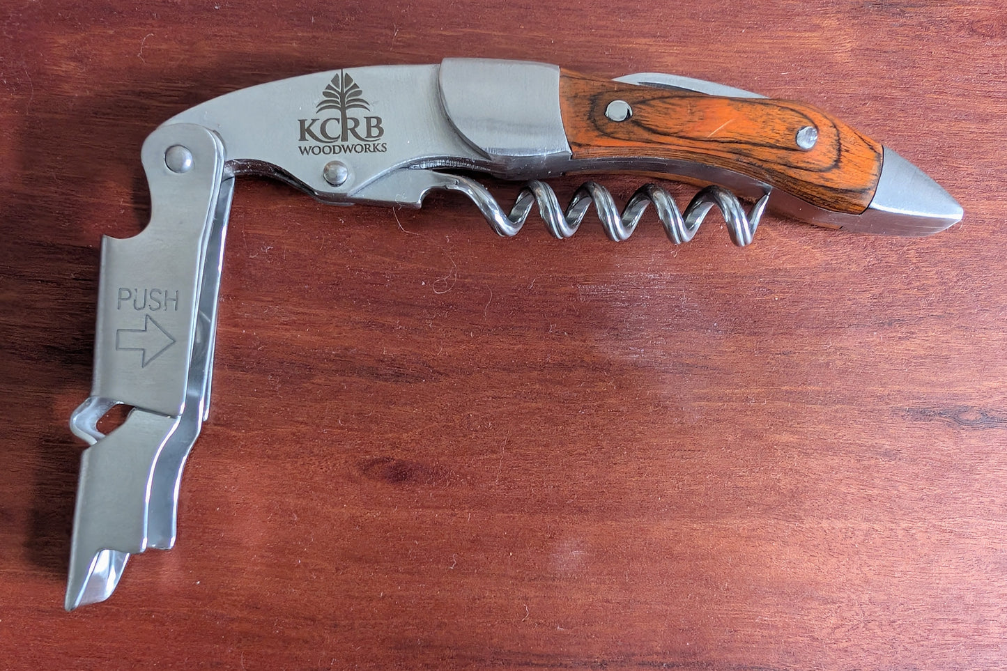 Corkscrew Wine Opener – Wood Handle Wine Key (Custom Engraving Available)
