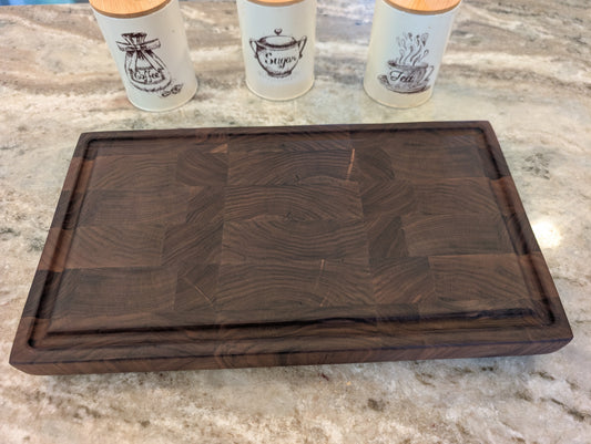 End Grain Walnut Butcher Block with Juice Groove (#336)