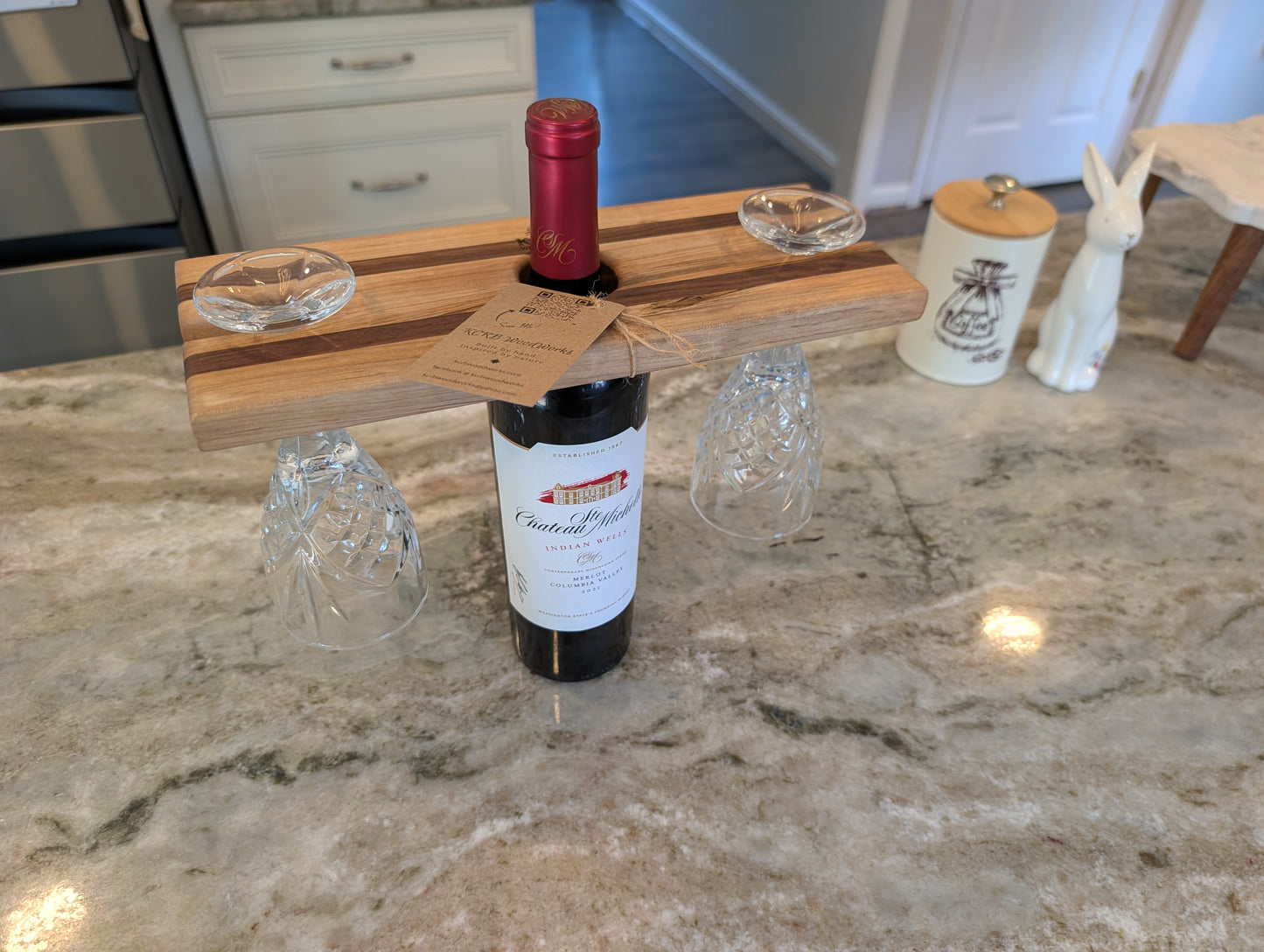 Wine Bottle & Glass Caddy – Ambrosia Maple & Walnut