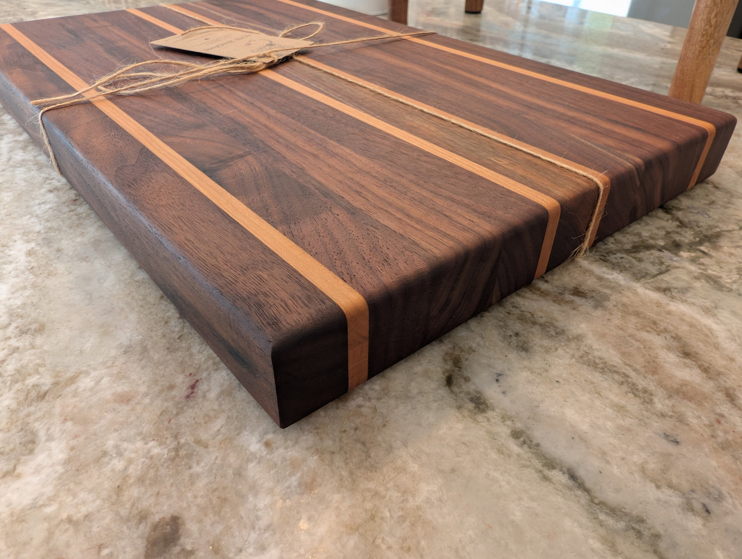 Walnut Cutting Board with Cherry Accent Stripes  (#339)