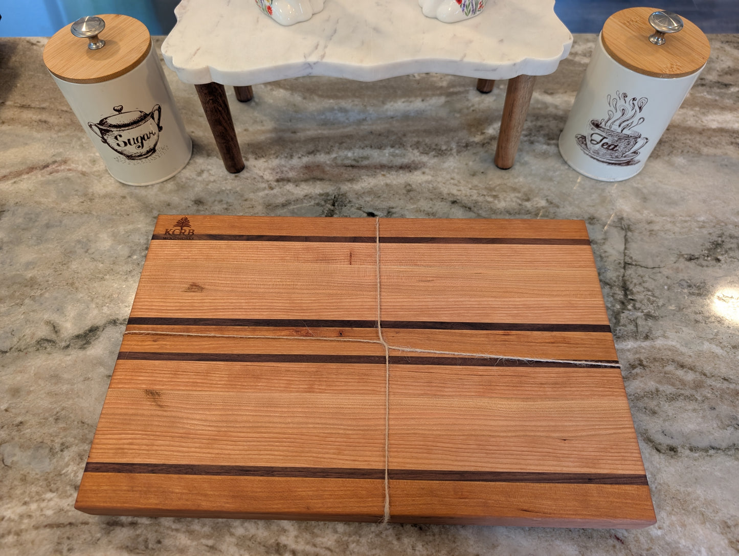 Cherry Cutting Board with Walnut Accent Stripes  (#338)