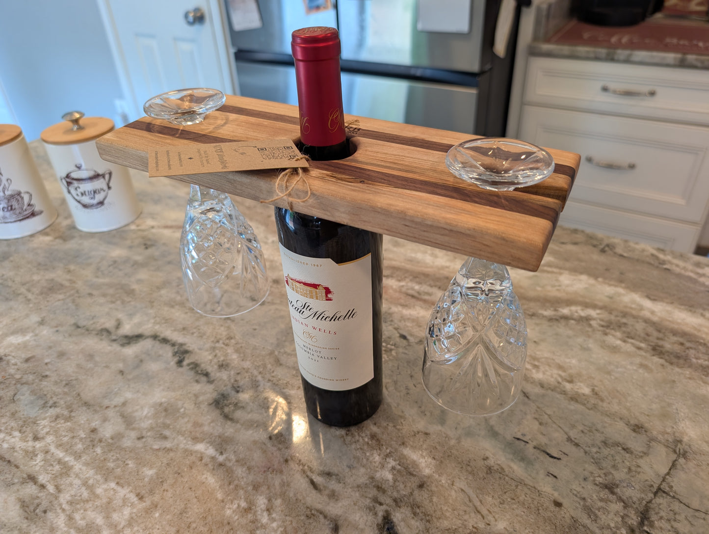Wine Bottle & Glass Caddy – Ambrosia Maple & Walnut