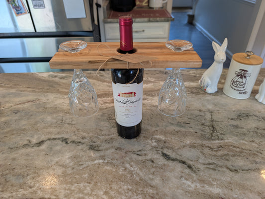 Wine Bottle & Glass Caddy – Ambrosia Maple & Cherry