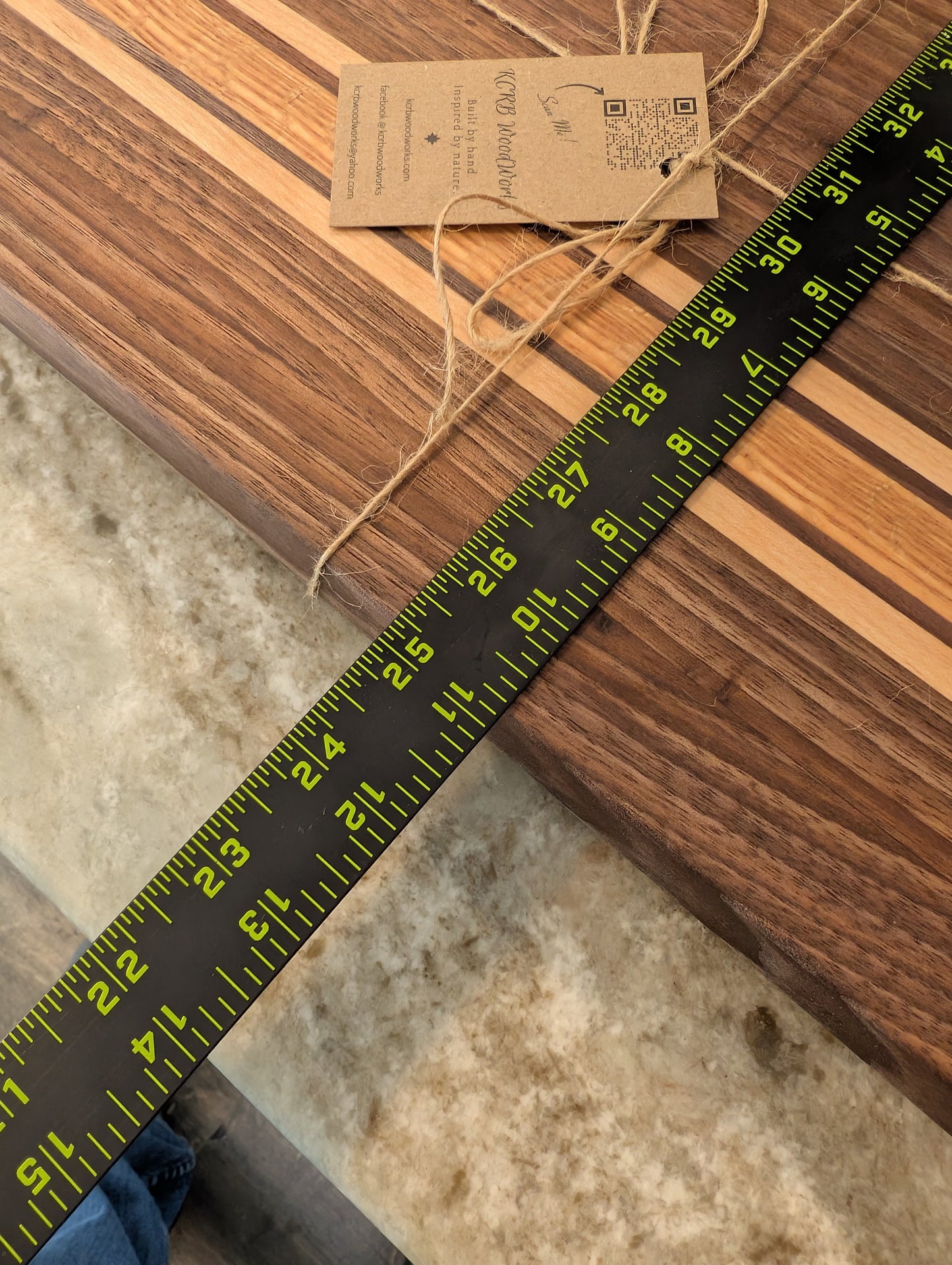 Walnut with Cherry and White Oak Accent Stripes Cutting Board (#146)