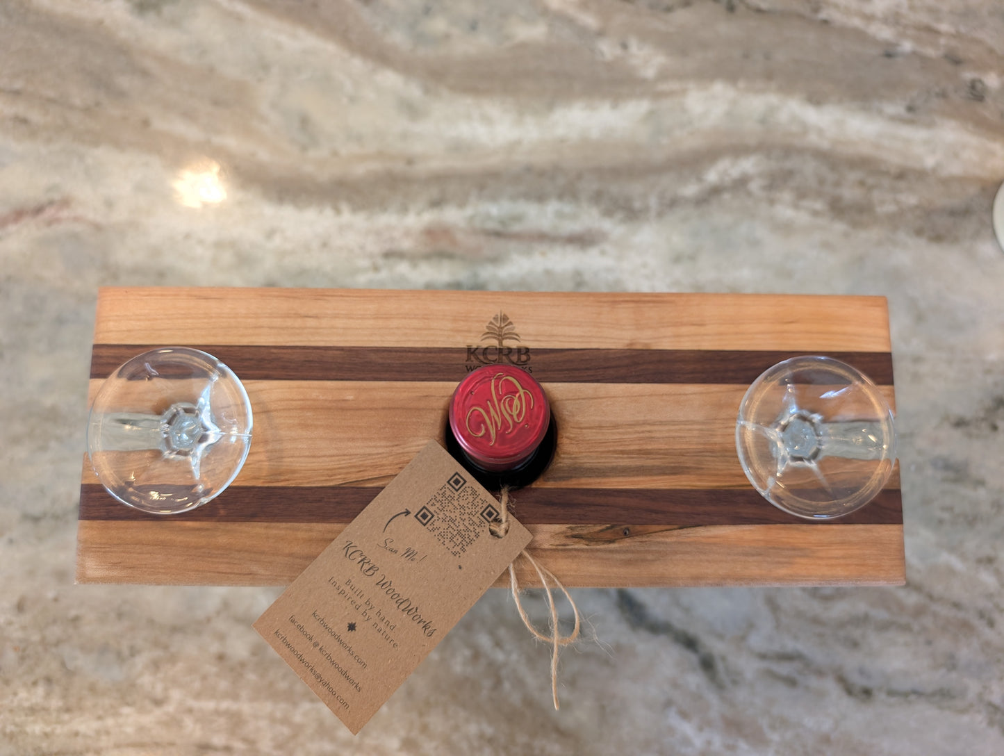 Wine Bottle & Glass Caddy – Ambrosia Maple & Walnut