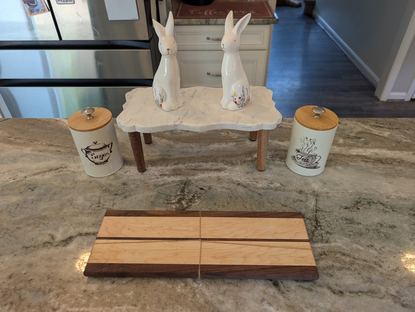 Bread Serving & Cutting Board – Birdseye Maple with Walnut Accent (#339)