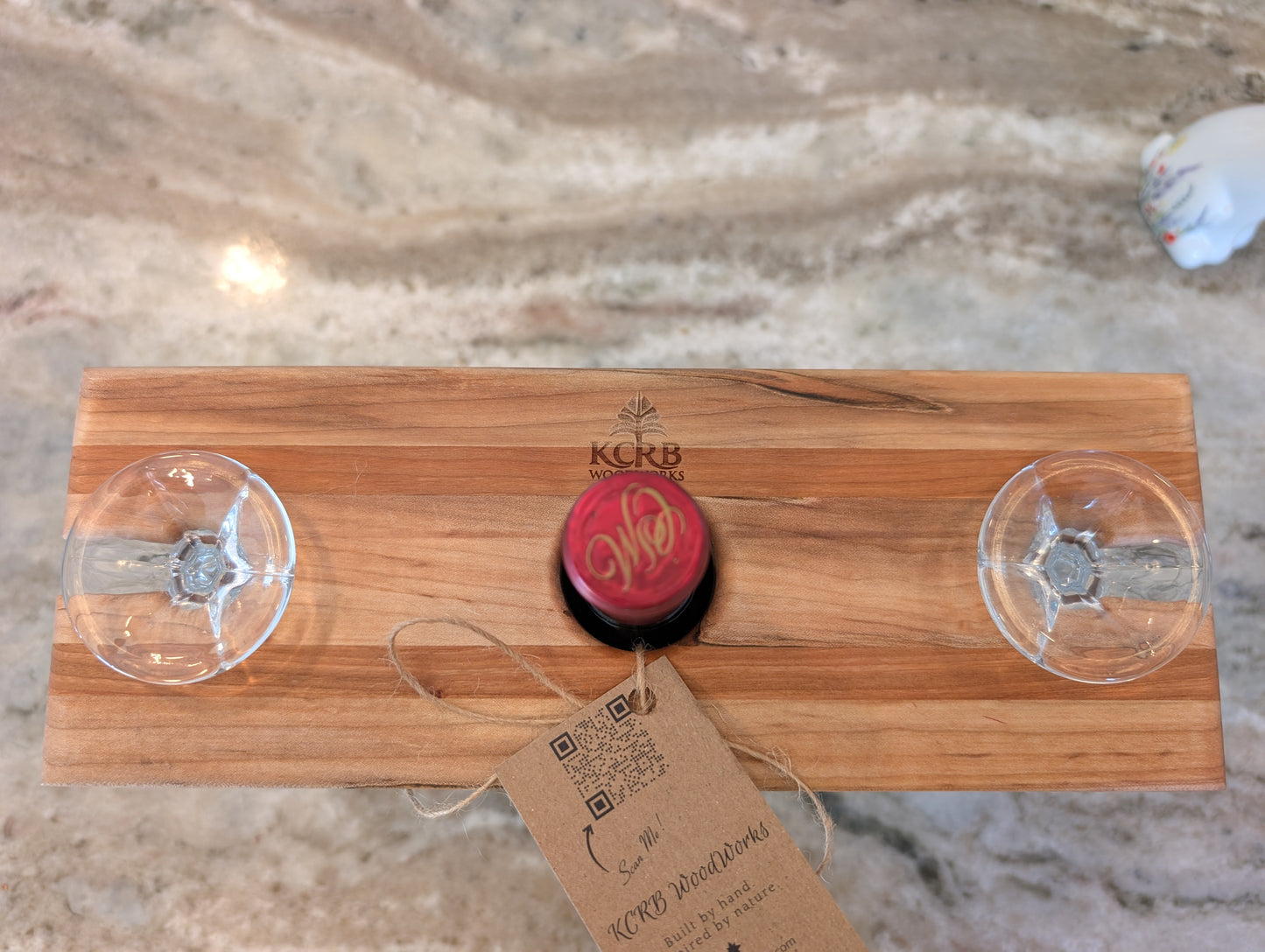 Wine Bottle & Glass Caddy – Ambrosia Maple & Cherry