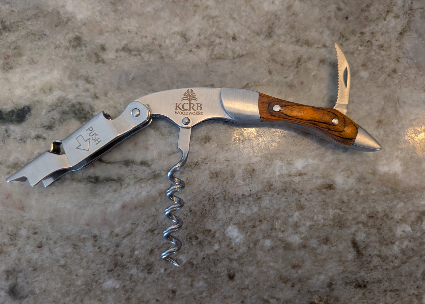 Corkscrew Wine Opener – Wood Handle Wine Key (Custom Engraving Available)